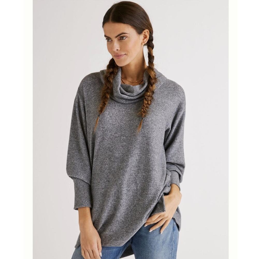 MAEVE by ANTHROPOLOGIE Heather Gray Knit Cowl Neck Top OB1441150 Women's Medium